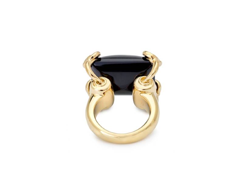 18KT YELLOW GOLD COCKTAIL RING WITH ONYX HORSEBIT COCKTAIL GUCCI 14252J8F08030